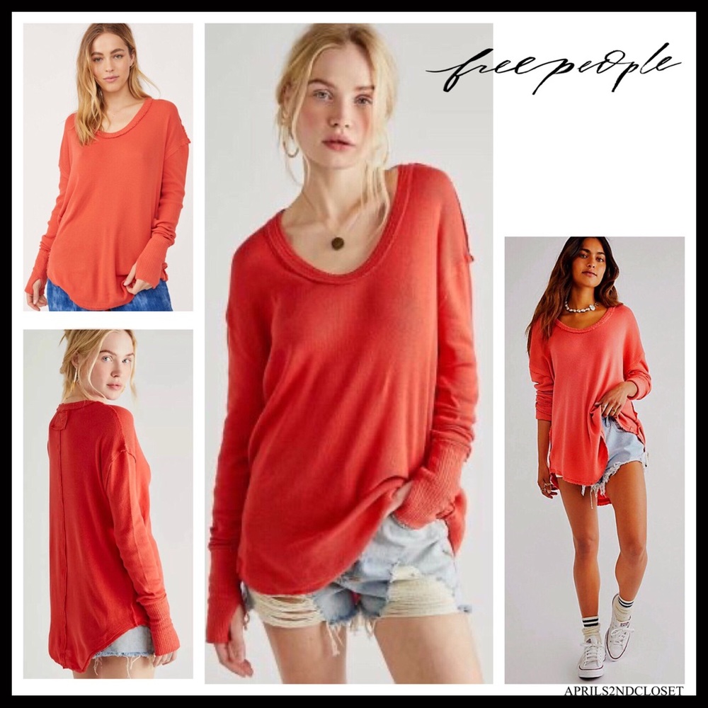 FREE PEOPLE BOHO TUNIC TOP CUFFED LONG SLEEVES TEE PULLOVER A2C - Picture 16 of 16
